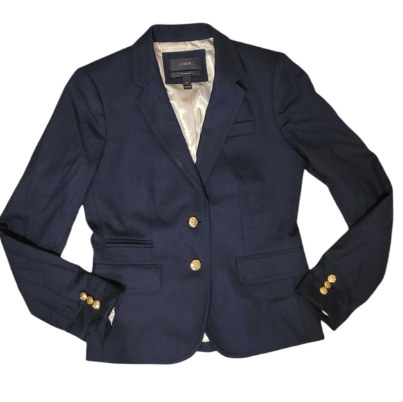 J. CREW Original Schoolboy Blazer Jacket Style# 28233 Gold Buttons Navy Blue - Picture 1 of 10